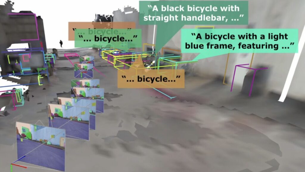 DAAAM AI system mapping environment with object detection and language-based descriptions in a 3D spatial model