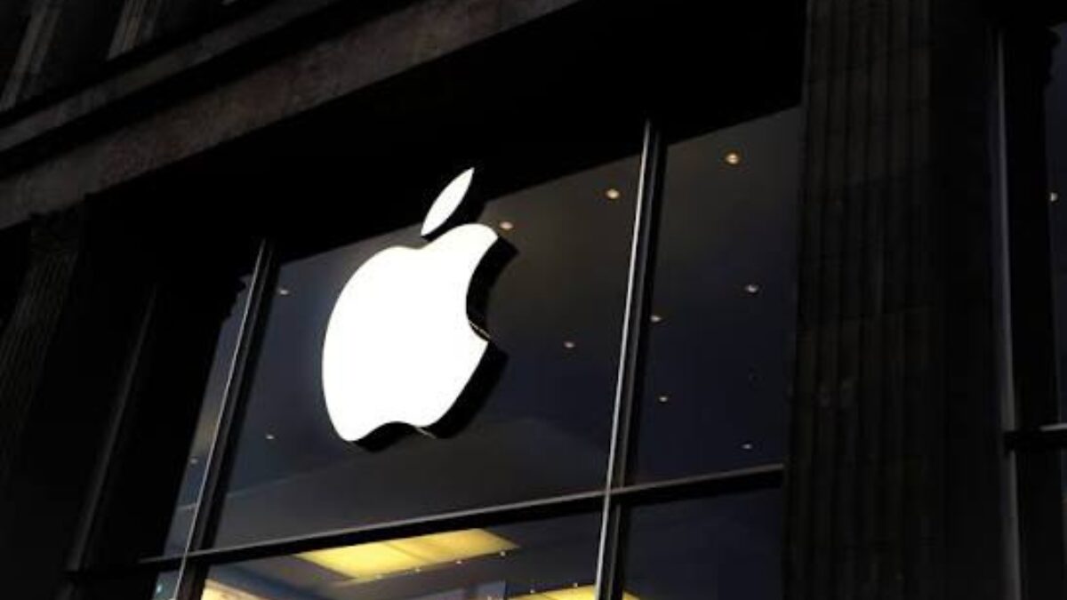 Apple logo displayed outside an Apple Store after the company announced a price hike for MacBooks and iPads in India.