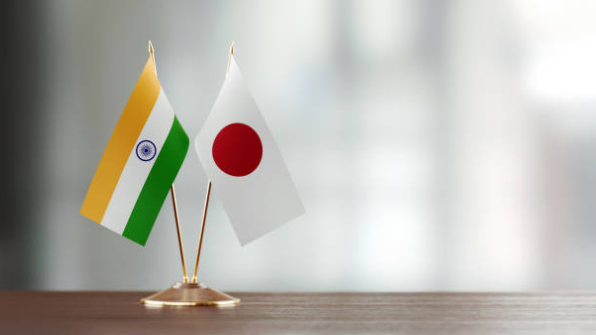 India and Japan national flags displayed together, symbolising bilateral cooperation in trade, technology and strategic partnership.