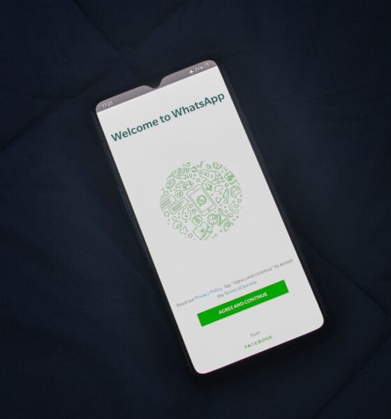 A smartphone displaying the WhatsApp welcome screen, representing India's scrutiny of the messaging platform's proposed username feature over fraud concerns.