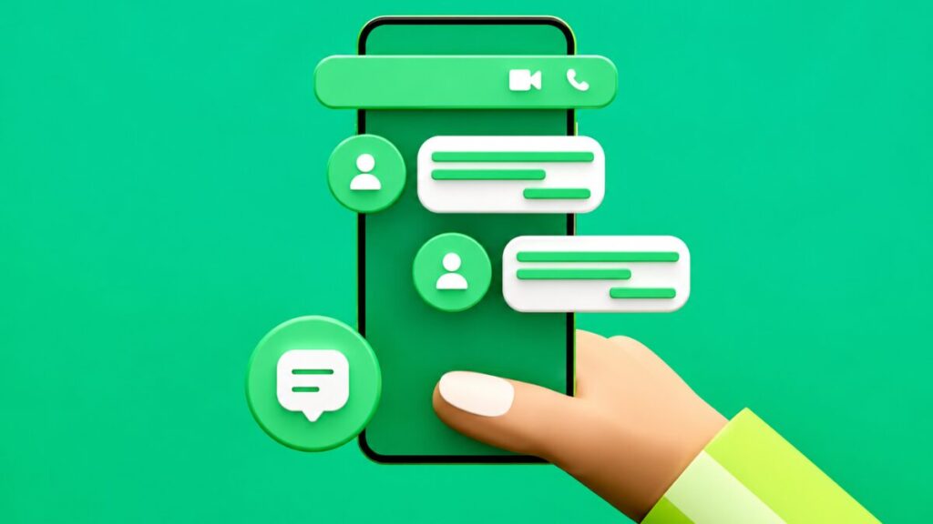 India Pauses WhatsApp Username Rollout Over Fraud Concerns 42 A 3D illustration of a smartphone displaying chat bubbles and user icons, representing WhatsApp messaging, digital communication, and the platform's upcoming username feature.