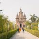 Visitors walk towards the Mulagandha Kuti Vihara Temple in Sarnath, Uttar Pradesh, recently inscribed as India's 45th UNESCO World Heritage Site.