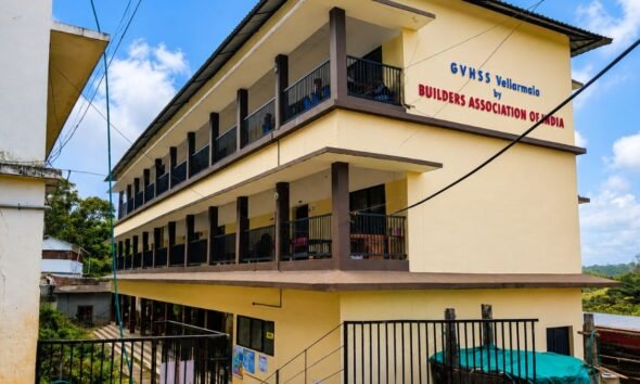 GVHSS Vellarmala school building in Wayanad, rebuilt after the Chooralmala landslide.