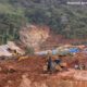 Heavy machinery clears debris at the Kalladi landslide site near the Anakkompoyil–Meenakshi tunnel project in Meppadi, Wayanad, following the July 2026 landslide.