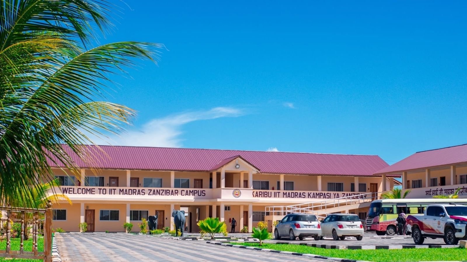Academic diplomacy: IIT Madras Zanzibar campus building in Tanzania with the campus entrance and grounds visible.