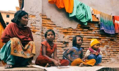 Indian mother and children in a low-income household, illustrating nutrition challenges linked to anaemia