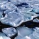 Arctic sea ice floating on dark ocean water, illustrating rapid polar changes and their potential influence on India’s monsoon.
