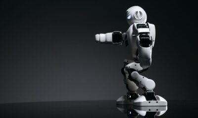 Humanoid robot running during a demonstration of robotic movement