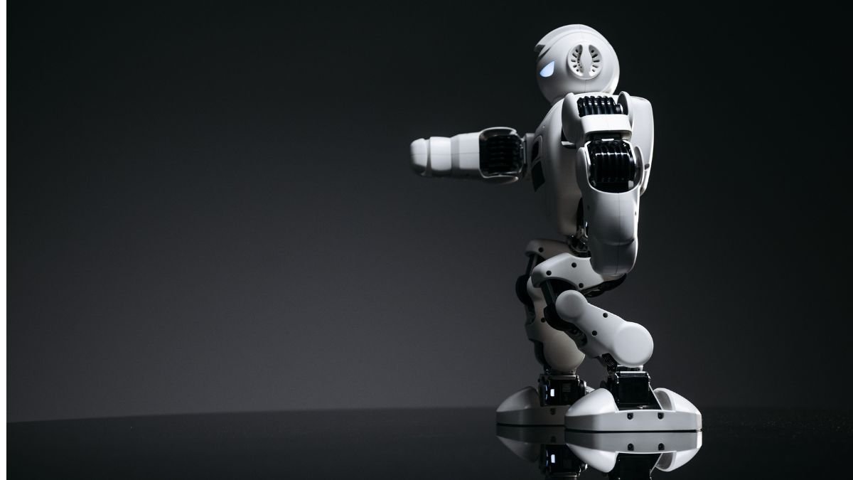 Humanoid robot running during a demonstration of robotic movement