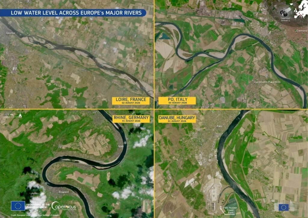 European Drought: Rivers Fall as Heat and Wildfires Spread
