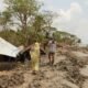 Riverbank erosion threatening homes and livelihoods along a flood-prone riverbank.