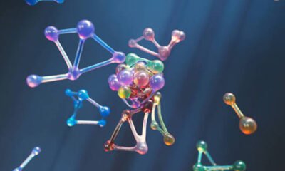 Illustration of molecular electronics showing molecules integrated into nanoscale electronic structures for next-generation computing.