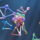 Illustration of molecular electronics showing molecules integrated into nanoscale electronic structures for next-generation computing.