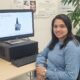 Photoacoustic imaging researcher Anjali Thomas working with medical imaging equipment in a laboratory