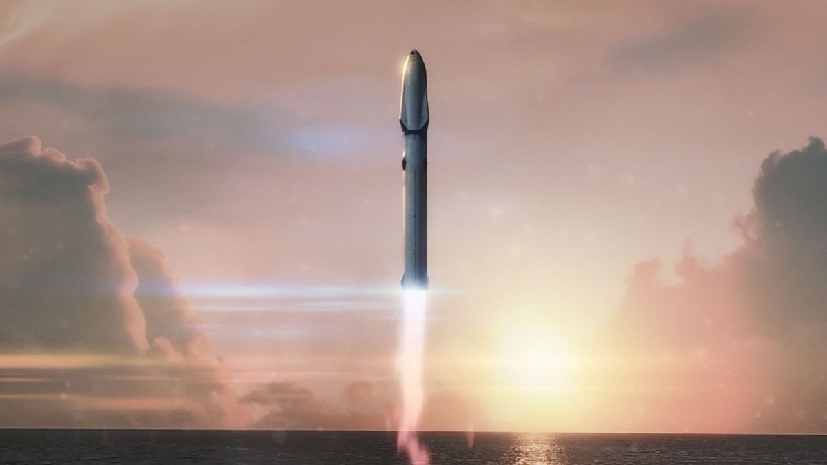 Rocket launching over the ocean at sunset: World Space Week 2026