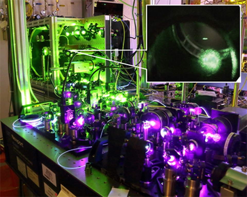 Ytterbium Optical Lattice Clock purple and green light